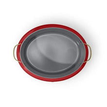 Red multi-cooker accessory tray with smooth gray inner surface