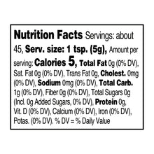 Nutrition Facts label for minced garlic in water jar