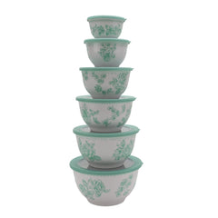 The Pioneer Woman Agatha 12-Piece Bamboo Melamine Nesting Mixing Bowl Set, Green