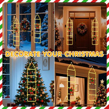 Door and window ladder LED lights with warm white bulbs and Santa hanging figures