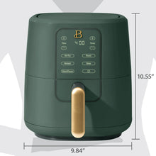 3 Qt air fryer in thyme green, gold handle and front control display