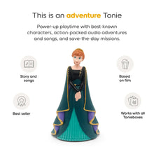 Elsa princess audio figurine in teal dress with dark cape and gold-trim edges