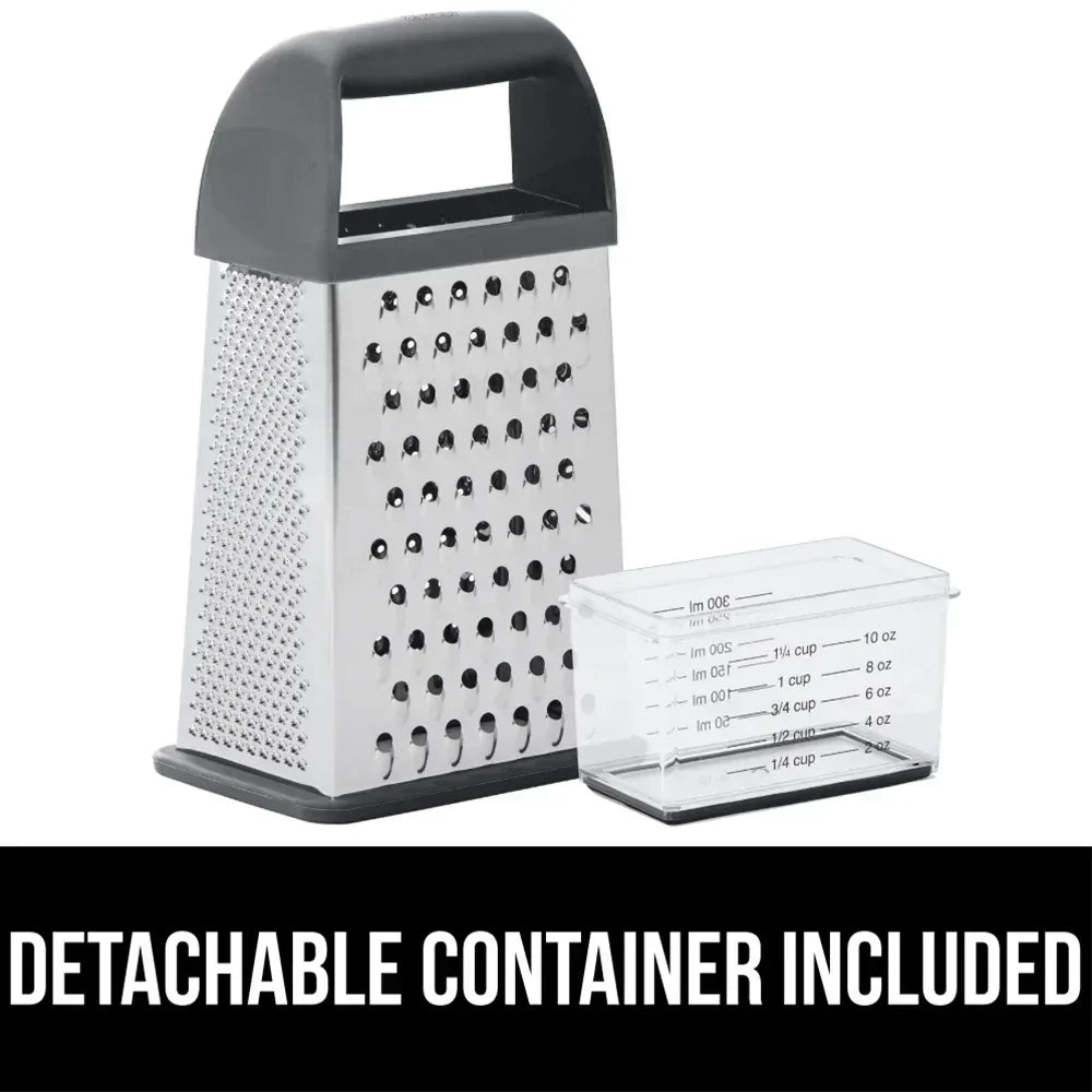GORILLA GRIP Cheese Grater, BPA Free Stainless Steel Box Graters, Cheeses and Veggie Shredder