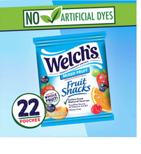 Welch's Mixed Fruit Fruit Snacks pouch box, 22 pouches, no artificial dyes