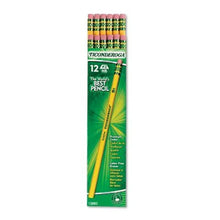 Ticonderoga 12-count HB #2 pencil pack with yellow woodcase pencils and green box