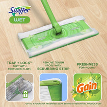 Swiffer wet mop with textured cloth and scrubbing strip, Gain freshness