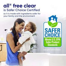 Liquid laundry detergent packaging with Safer Choice certified seal