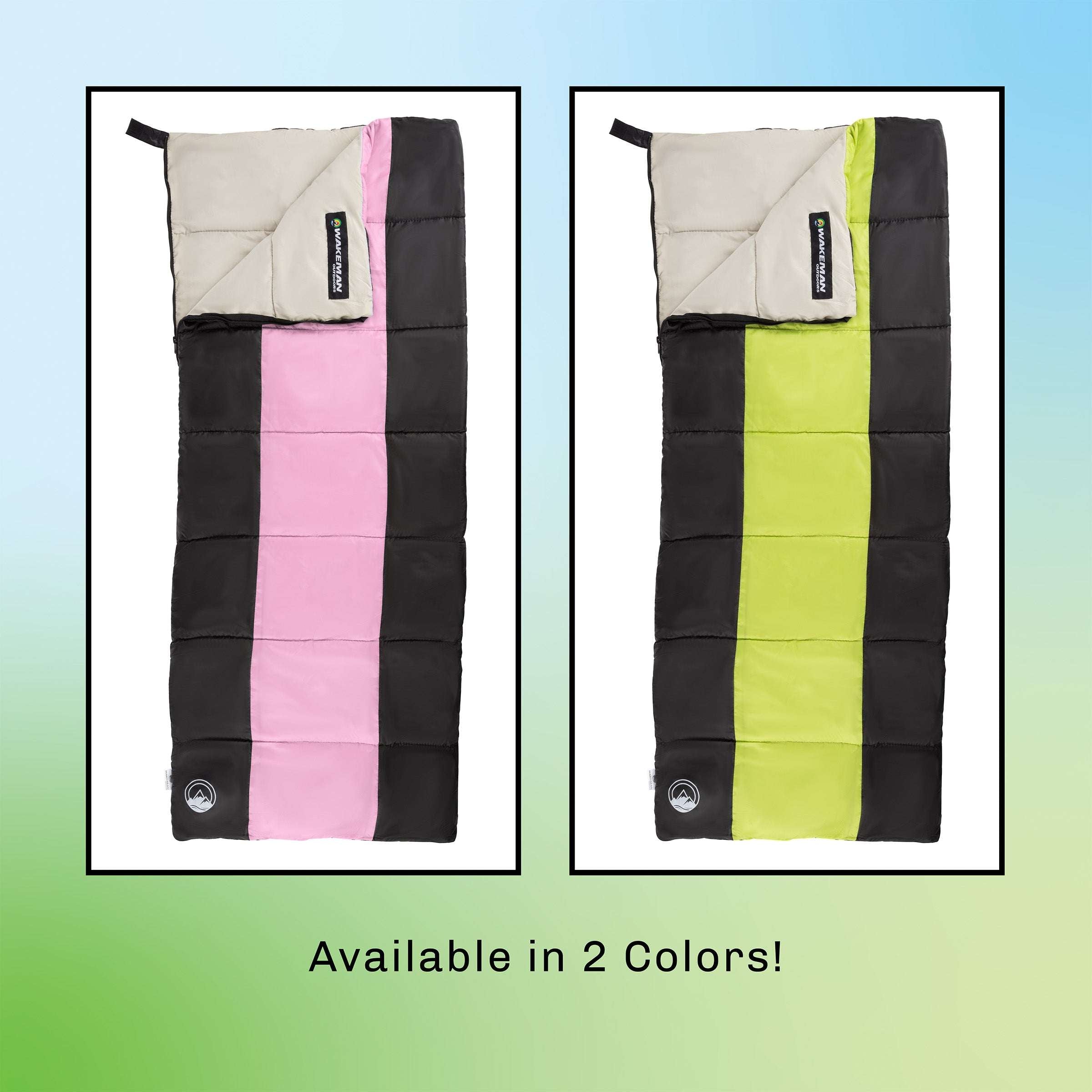 Wakeman Outdoors Kids Sleeping Bag with Zippers and Compression Bag (Green)