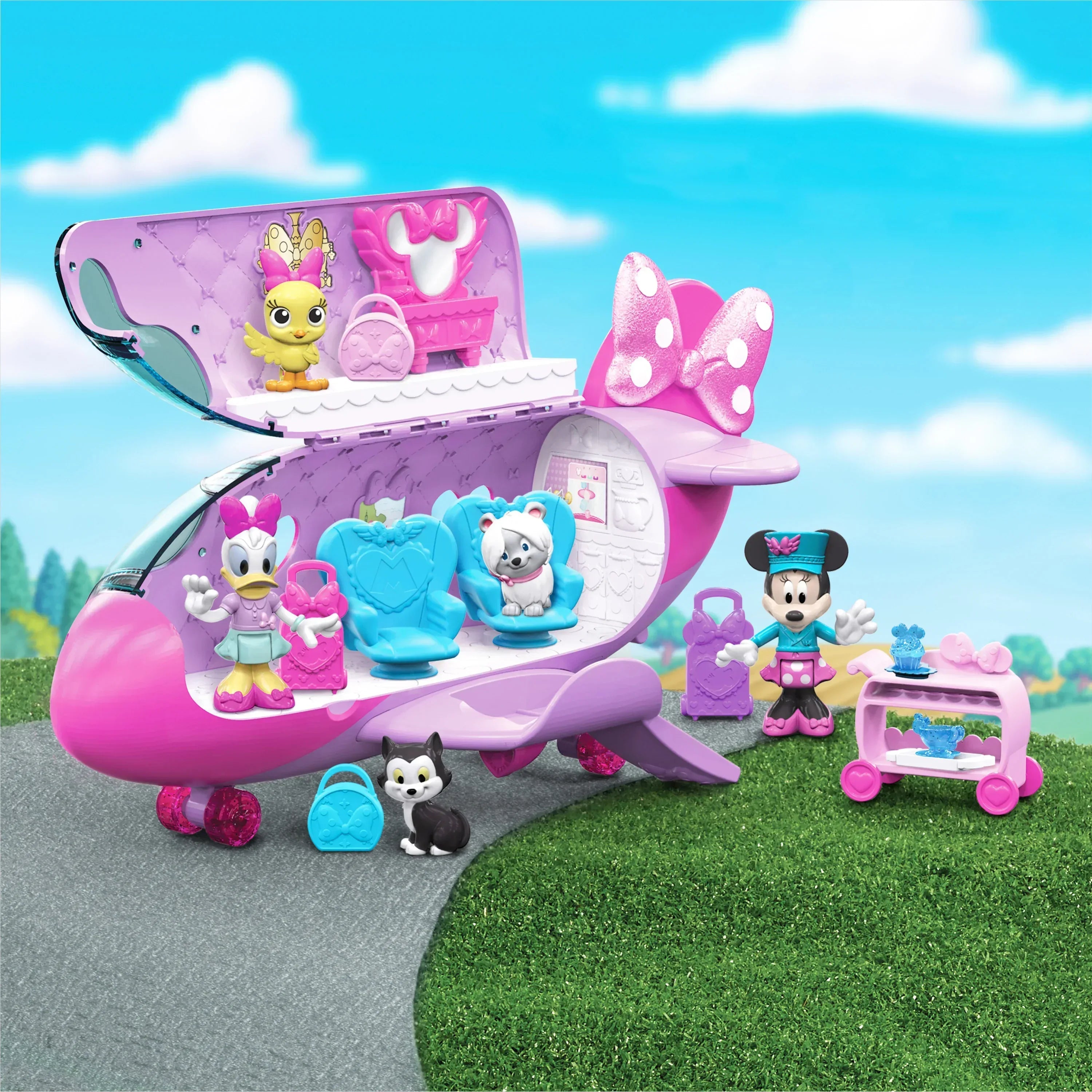 Disney Junior Minnie Mouse Bow-Liner Jet Toy Figures and Playset, Officially Licensed Kids Toys for Ages 3 Up, Gifts and Presents
