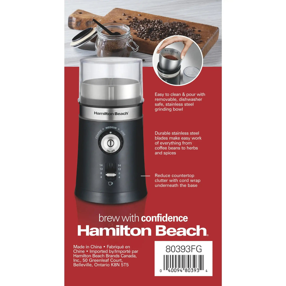 Hamilton Beach Custom Grind Electric Coffee Grinder, 14 Cups