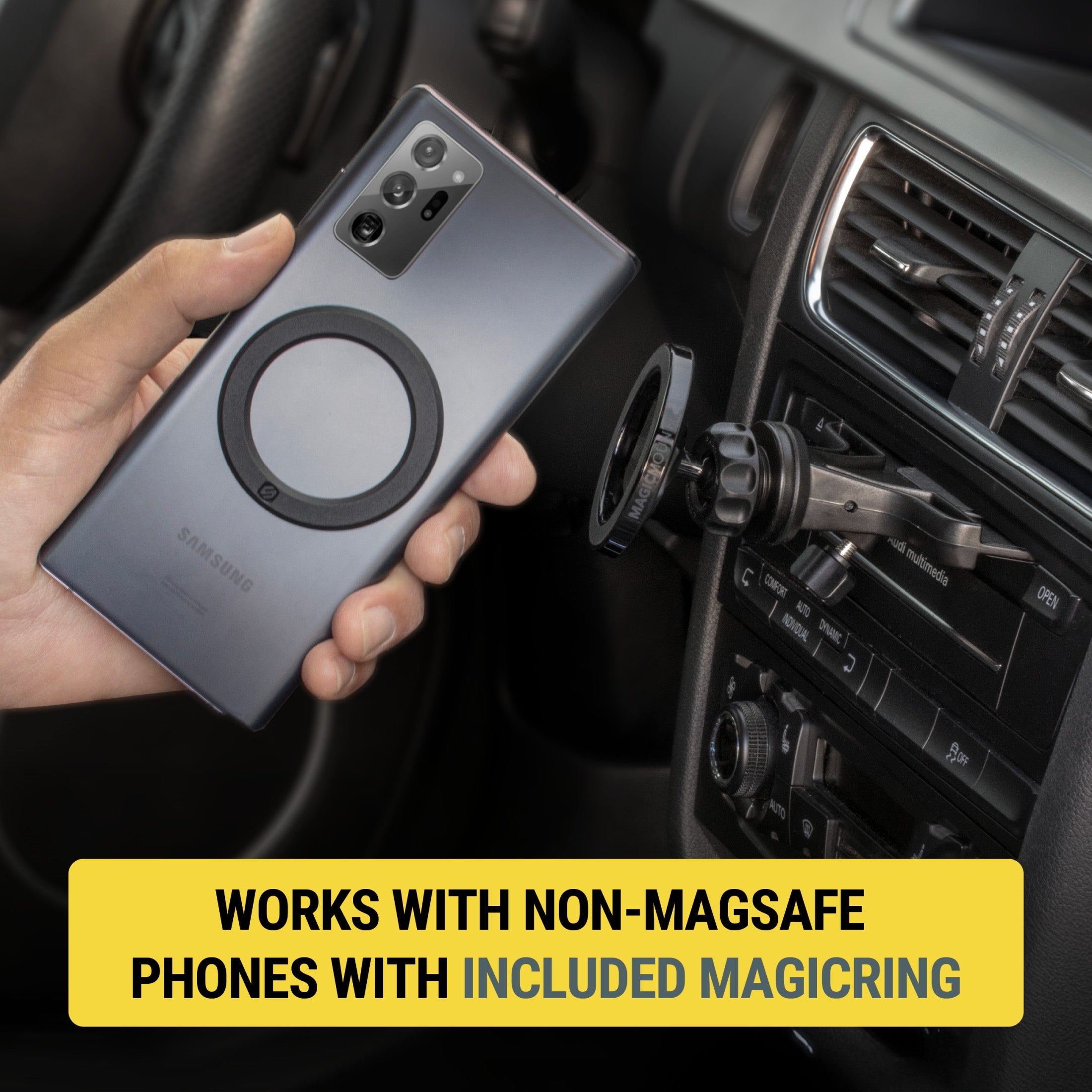 Scosche SMS1CD MagicMount MagSafe CD Slot Phone Mount, Adjustable Magnetic Holder for Car CD Player Black