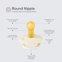BIBS natural rubber baby pacifier with a round nipple and cream shield
