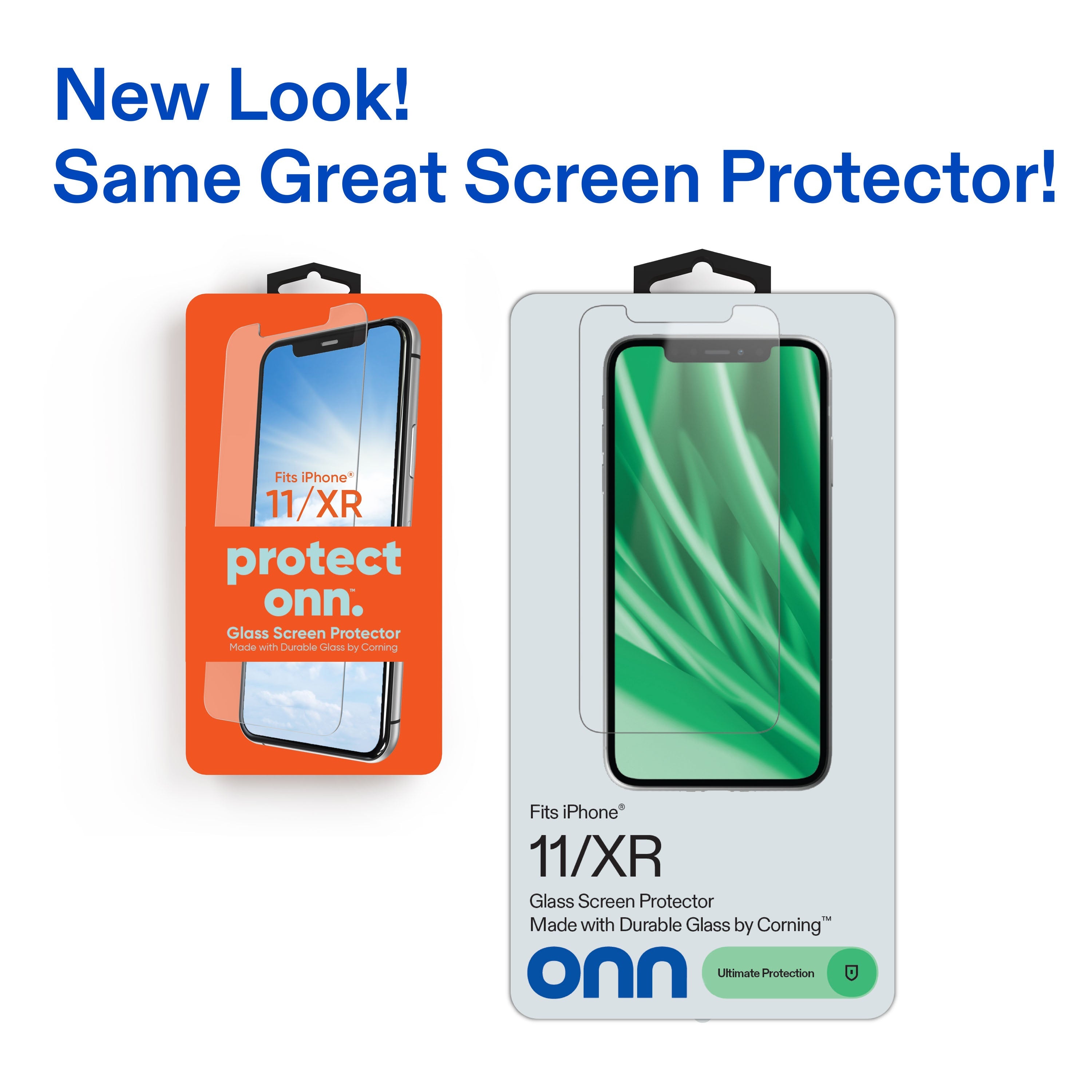onn Corning Glass Screen Protector for iPhoneÂ® 11 and iPhoneÂ® XR, Made with Durable Glass by Corningâ„¢ for Ultimate Protection, Includes Easy Application Tray