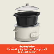 Digital slow cooker in oatmilk with lid and removable black inner pot