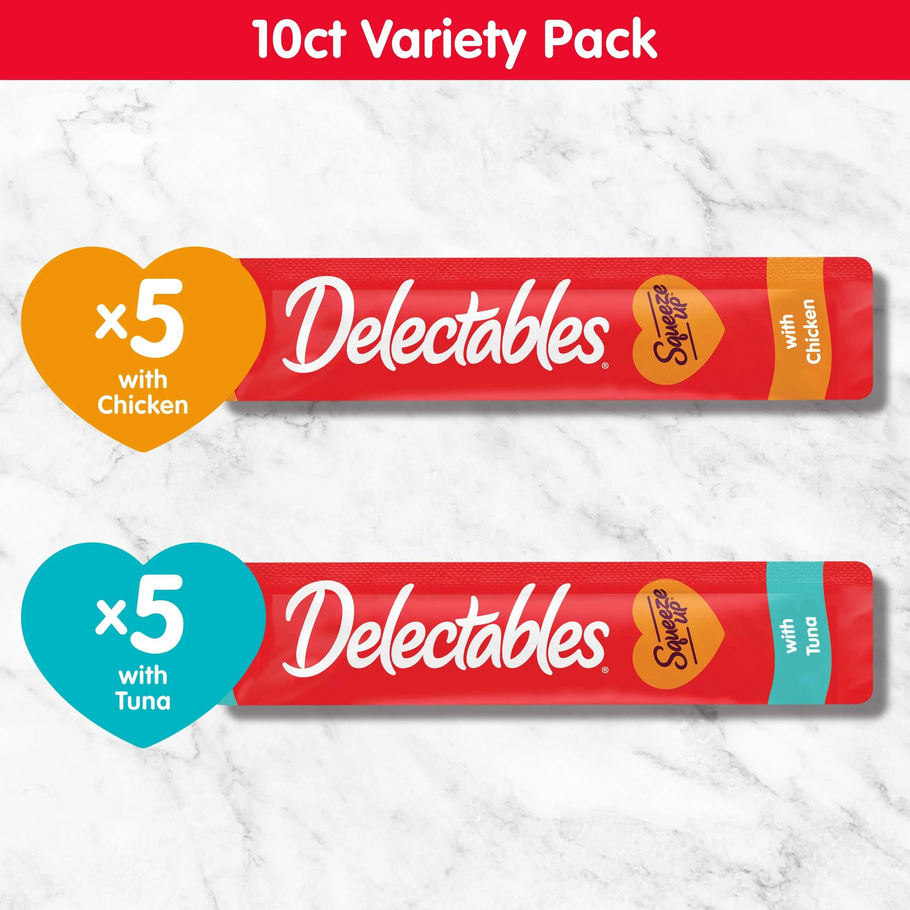 Delectables Squeeze Up Lickable Cat Treats, Chicken &amp; Tuna Variety Pack, 10 Count - USA MEGA SHOP