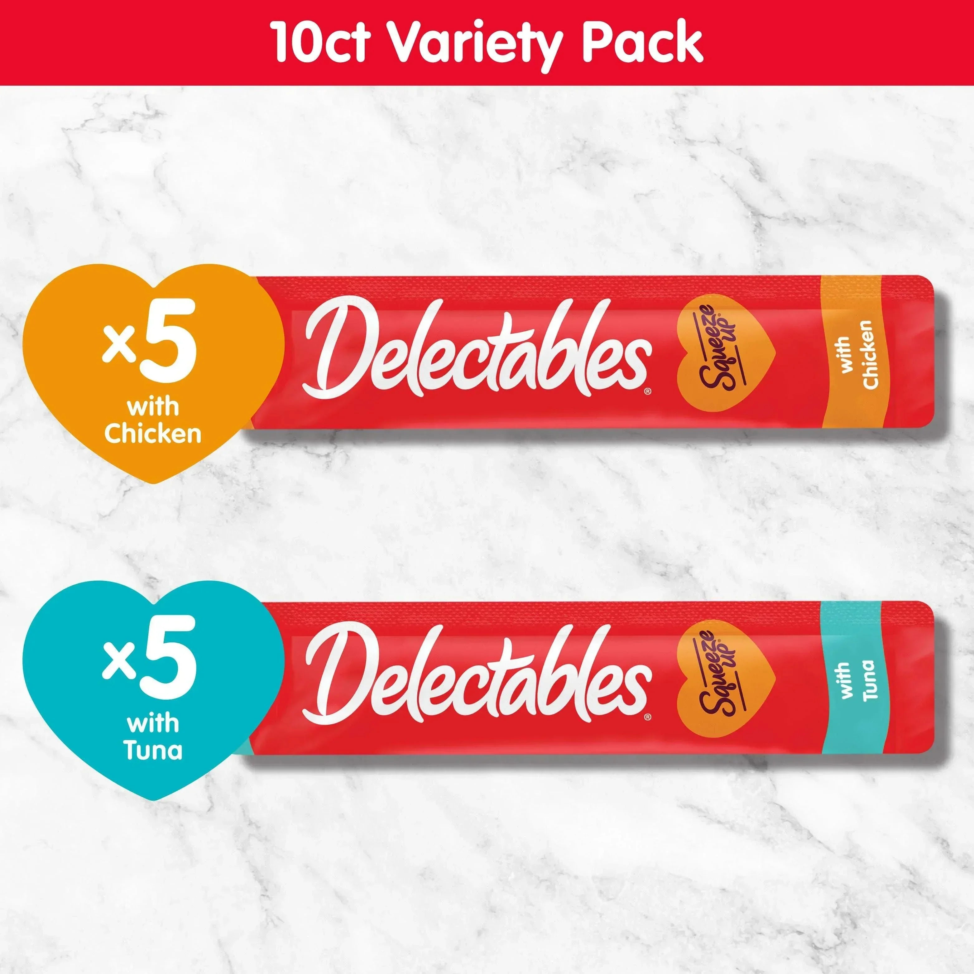 Delectables Squeeze Up Lickable Cat Treats, Chicken &amp; Tuna Variety Pack, 10 Count