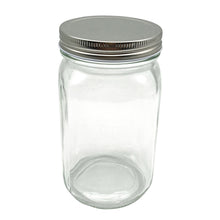 Quart wide-mouth glass storage jar with gray metal screw lid