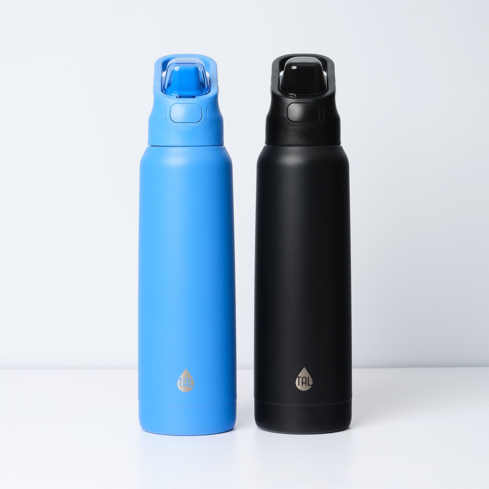 TAL 32oz Stainless Steel Dual Sport Water Bottle with Silicone Straw and Lock Lid, Black