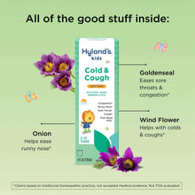 Kids cold & cough daytime liquid carton with icons and illustrations