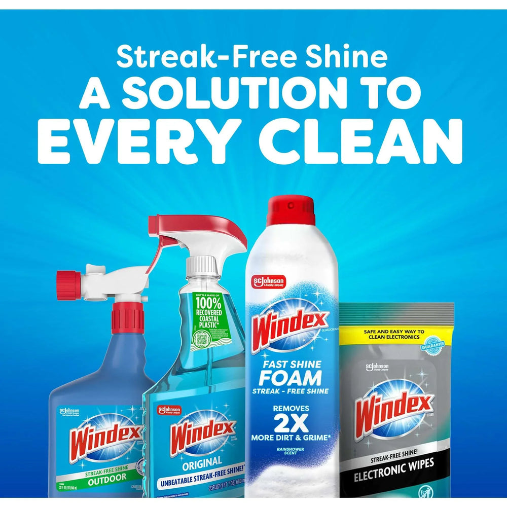 Windex Fast Shine Foam Glass Cleaner, No-Drip Aerosol Cleaning Spray, 19 oz. - USA MEGA SHOP