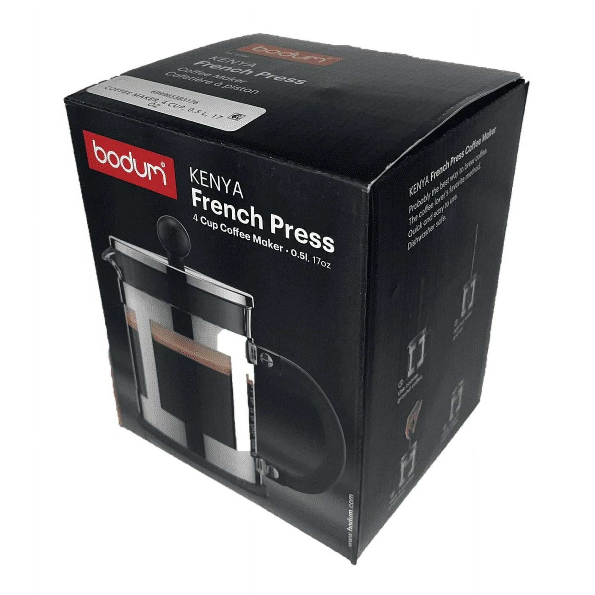 Bodum 17 oz Kenya French Press Coffeemaker, Stainless Steel, New - USA MEGA SHOP
