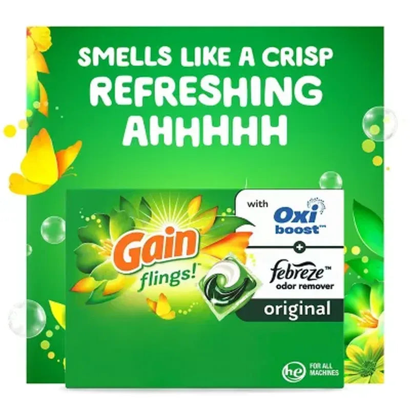 Gain Flings! 3 in 1 Laundry Detergent Pacs, Original Scents, 152 ct.