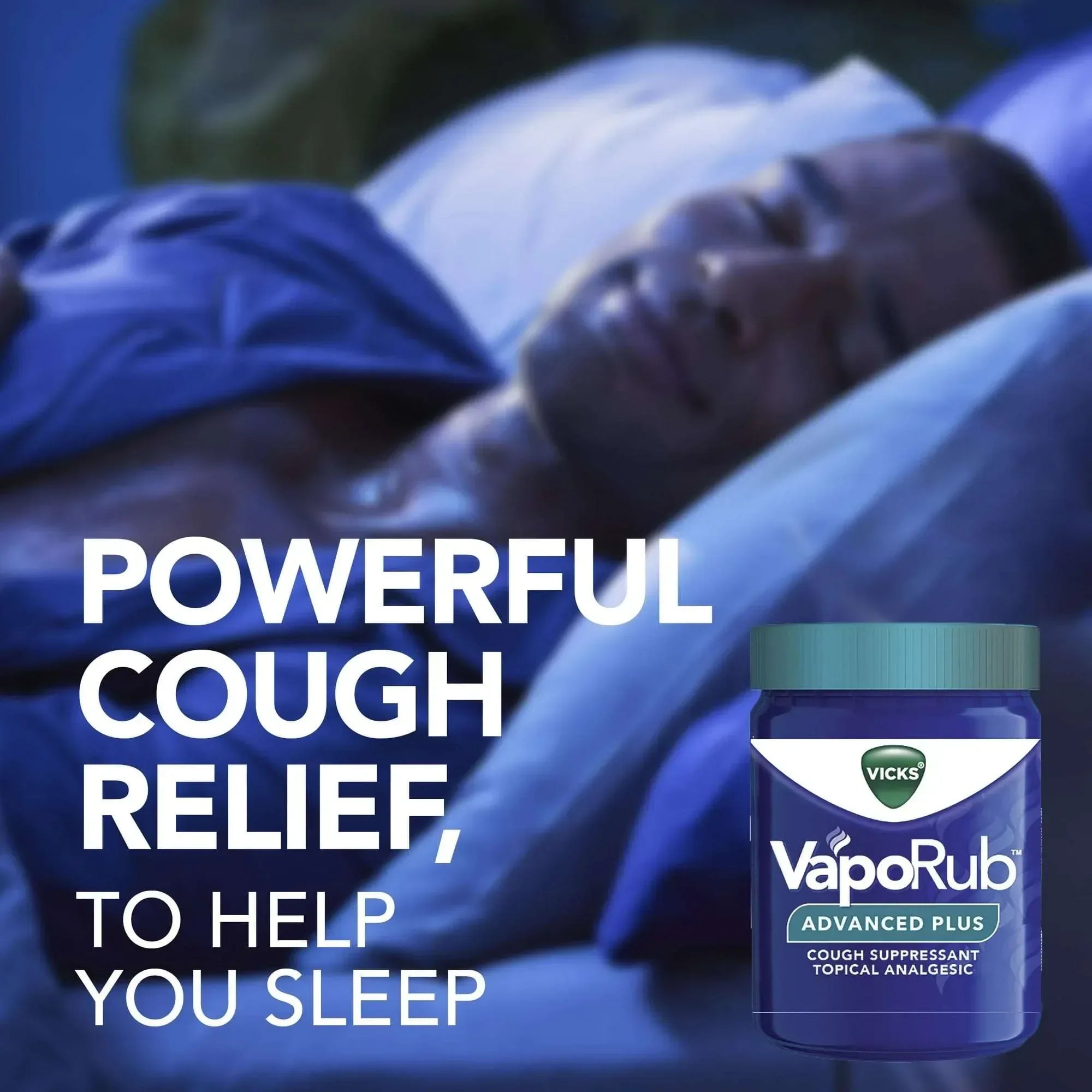 Vicks VapoRub Advanced Plus Cough Suppressant Topical Chest Rub, Analgesic Ointment, 2.82 oz