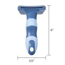 Blue undercoat deshedding tool size 3.5 in with non-slip handle