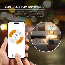 Smart 4-outlet wall extender controlled from a smartphone app, white