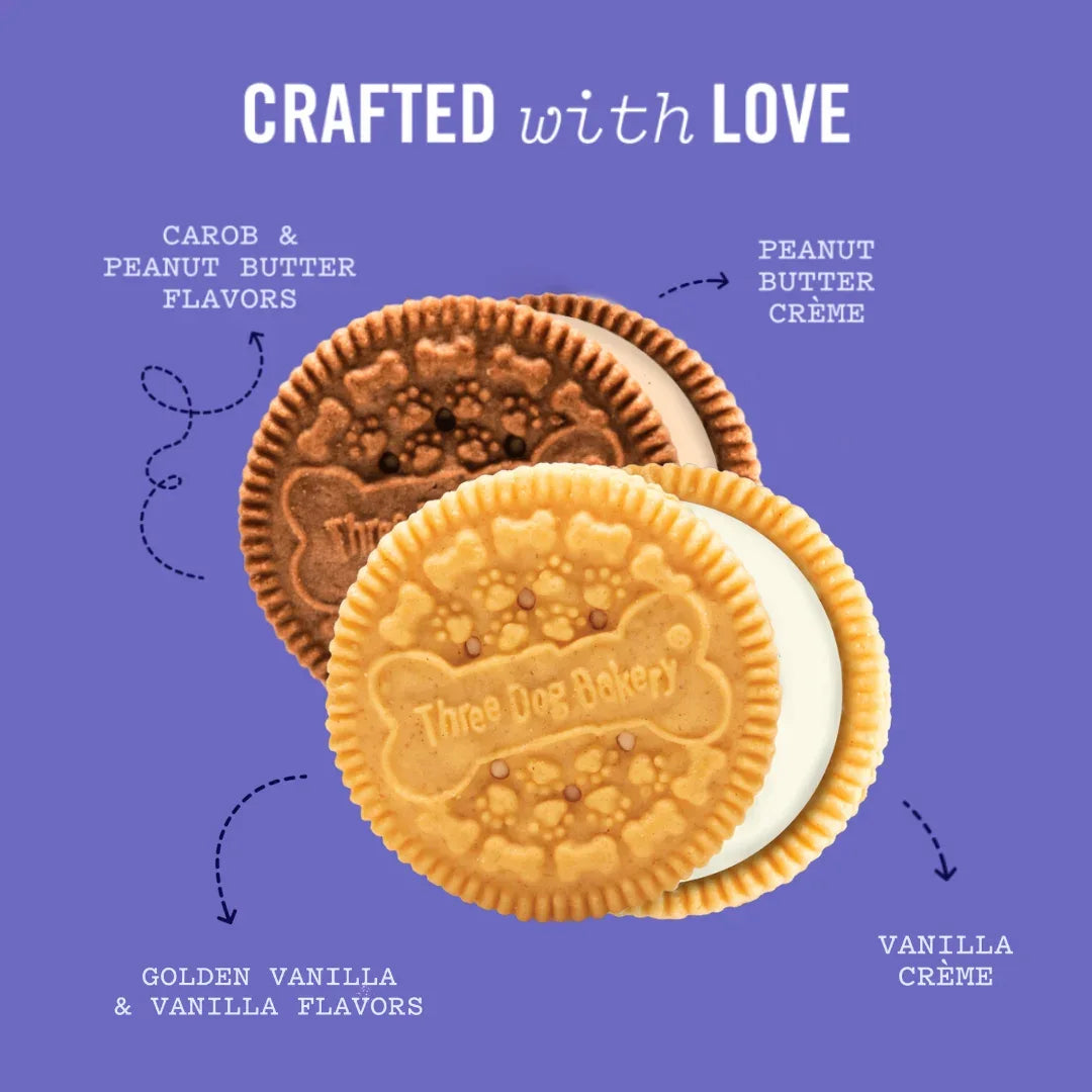 Three Dog Bakery 2-Pack Lick'n Crunch! Carob & Peanut Butter/Golden & Vanilla - USA MEGA SHOP