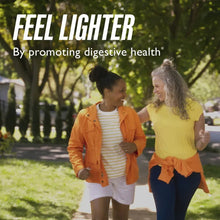 Orange fiber supplement lifestyle message promoting digestive health