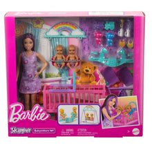 Barbie Skipper nursery playset box with crib, swing, see-saw accessories