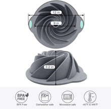 Spiral bundt cake pan, dark gray; 12 in outer, 9 in inner, 3.2 in deep
