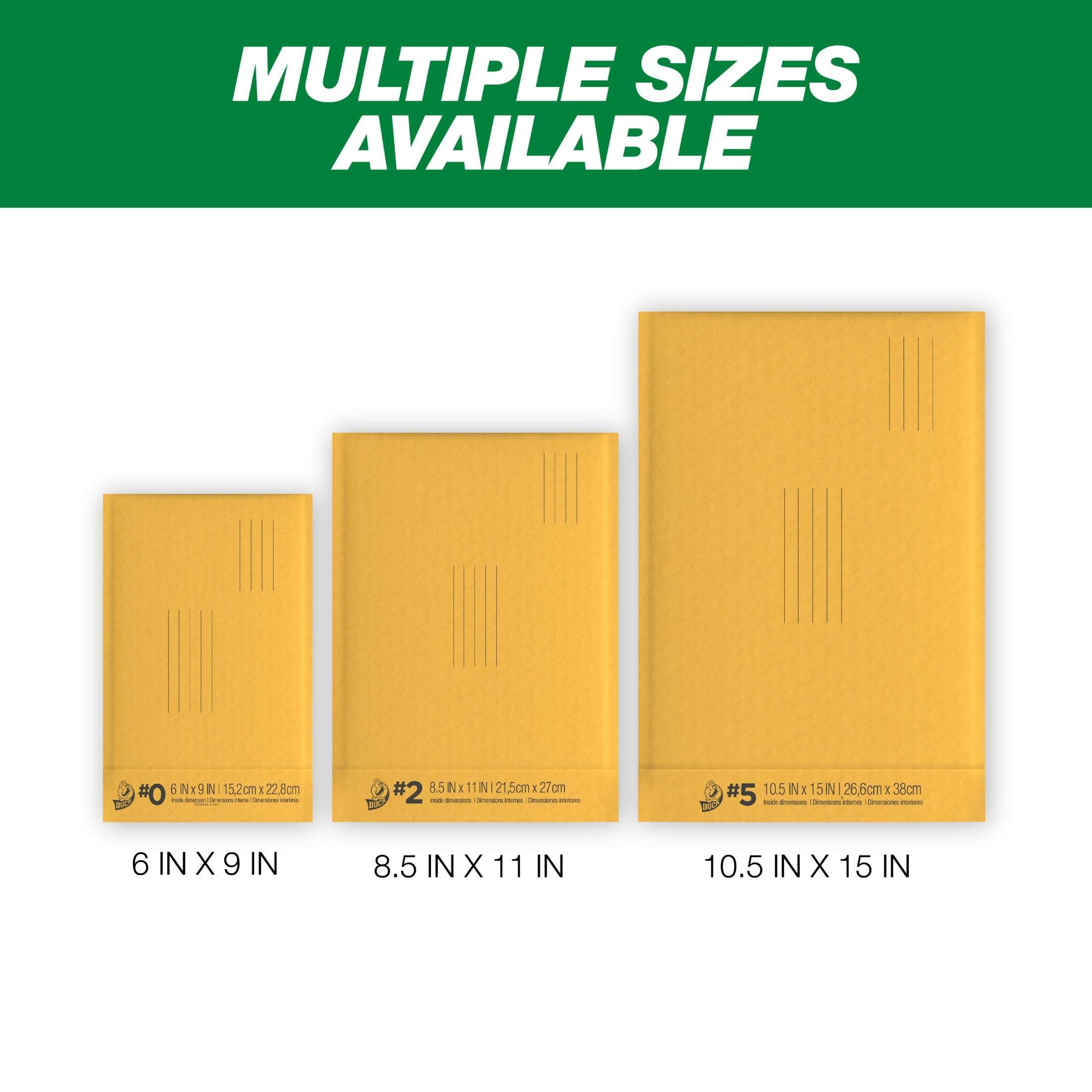Duck Self-Seal Kraft Bubble Mailer #2, 8.5" x 11", Solid Print, 12 Pack