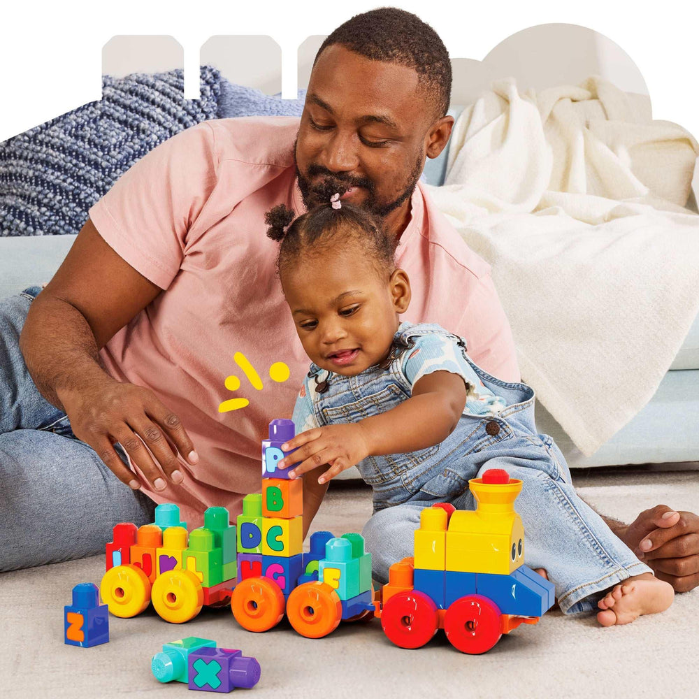 MEGA BLOKS Toy Blocks ABC Musical Train with Sounds and Music (50 Pieces) for Toddler - USA MEGA SHOP