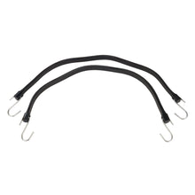 Black U-shaped bungee cords with metal hooks and rubber strap