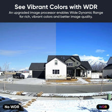 Wyze Cam V4 security camera view showing a home exterior in clear daylight