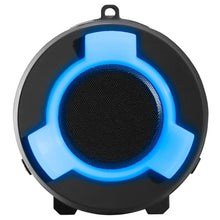 Portable waterproof Bluetooth speaker front grille with blue LED ring and center mesh speaker