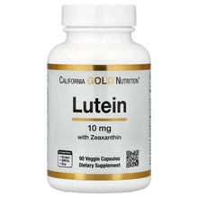 Lutein 10 mg veggie capsule supplement bottle, California Gold Nutrition, 90 ct
