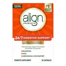 Probiotic supplement box with align logo, orange and white, 84 capsules label