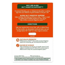 Probiotic supplement back panel with directions and facts, orange and green highlights