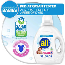 Pediatrician tested baby liquid laundry detergent, white bottle with pink cap