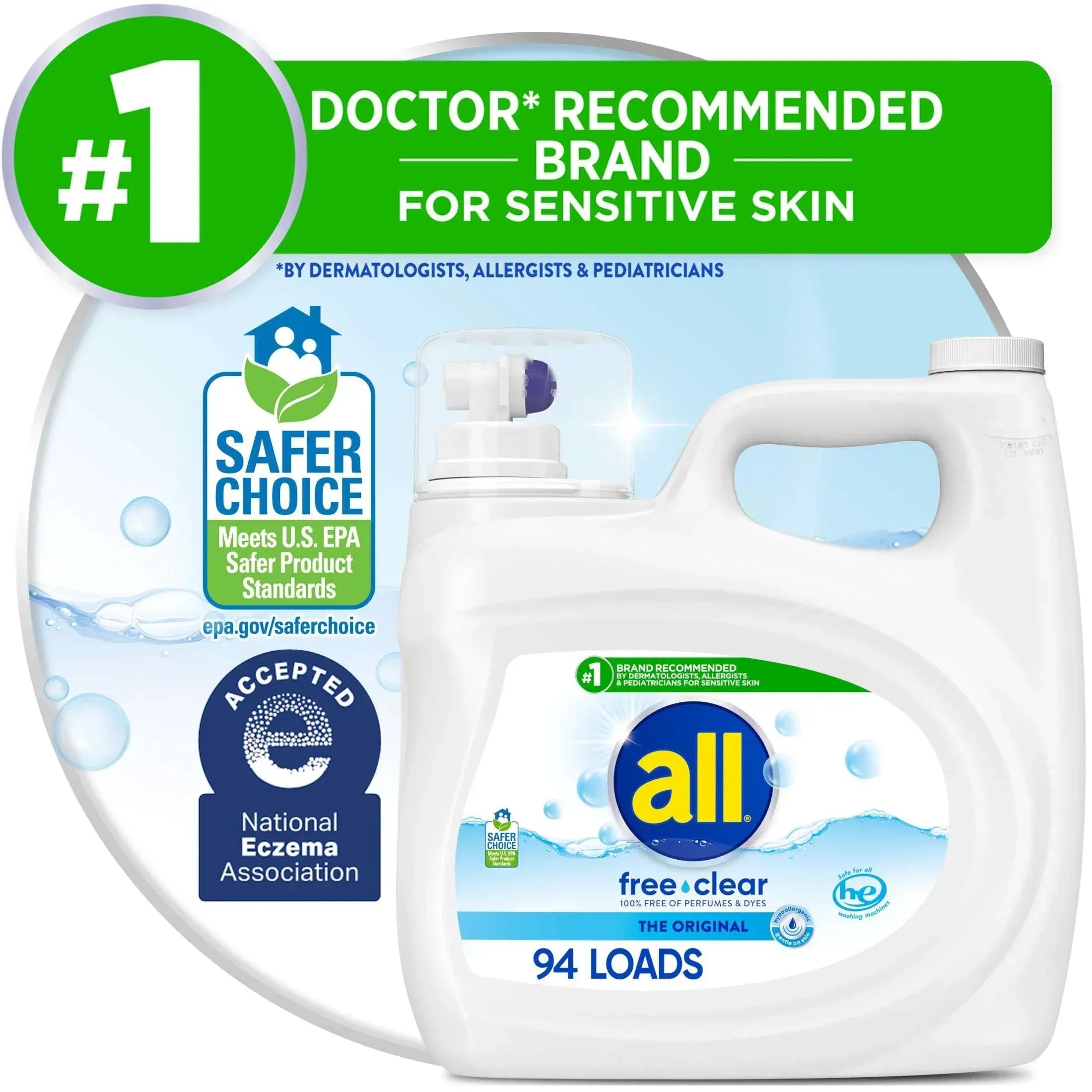 all Free Clear Liquid Laundry Detergent, 30 oz, 24 Loads