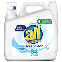 Laundry detergent jug labeled '94 loads' with Stainlifters graphic