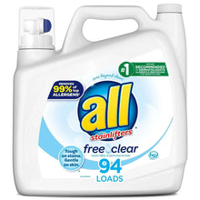 Liquid laundry detergent jug, white with all free clear 94 loads label