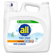 Liquid laundry detergent jug, all free clear Advanced Oxi, 140 loads