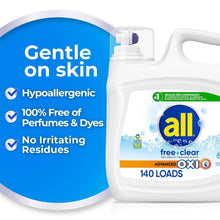 Liquid laundry detergent jug with gentle on skin claim panel, 140 loads