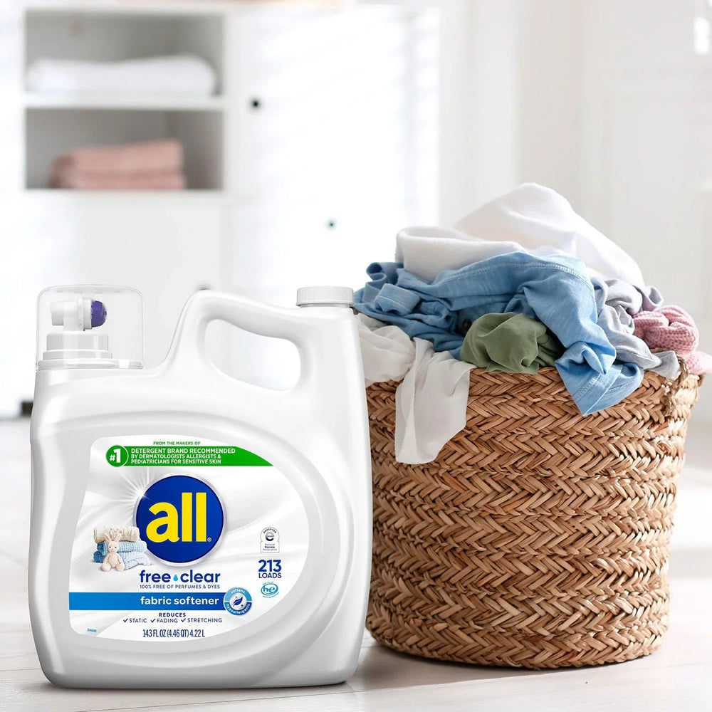all Liquid Fabric Softener, Free Clear, 213 loads, 143 fl. oz. - USA MEGA SHOP