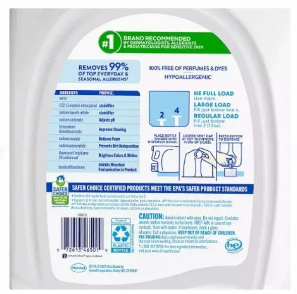 all free clear Liquid Laundry Detergent, The Original, 166 loads, 250 fl. oz.