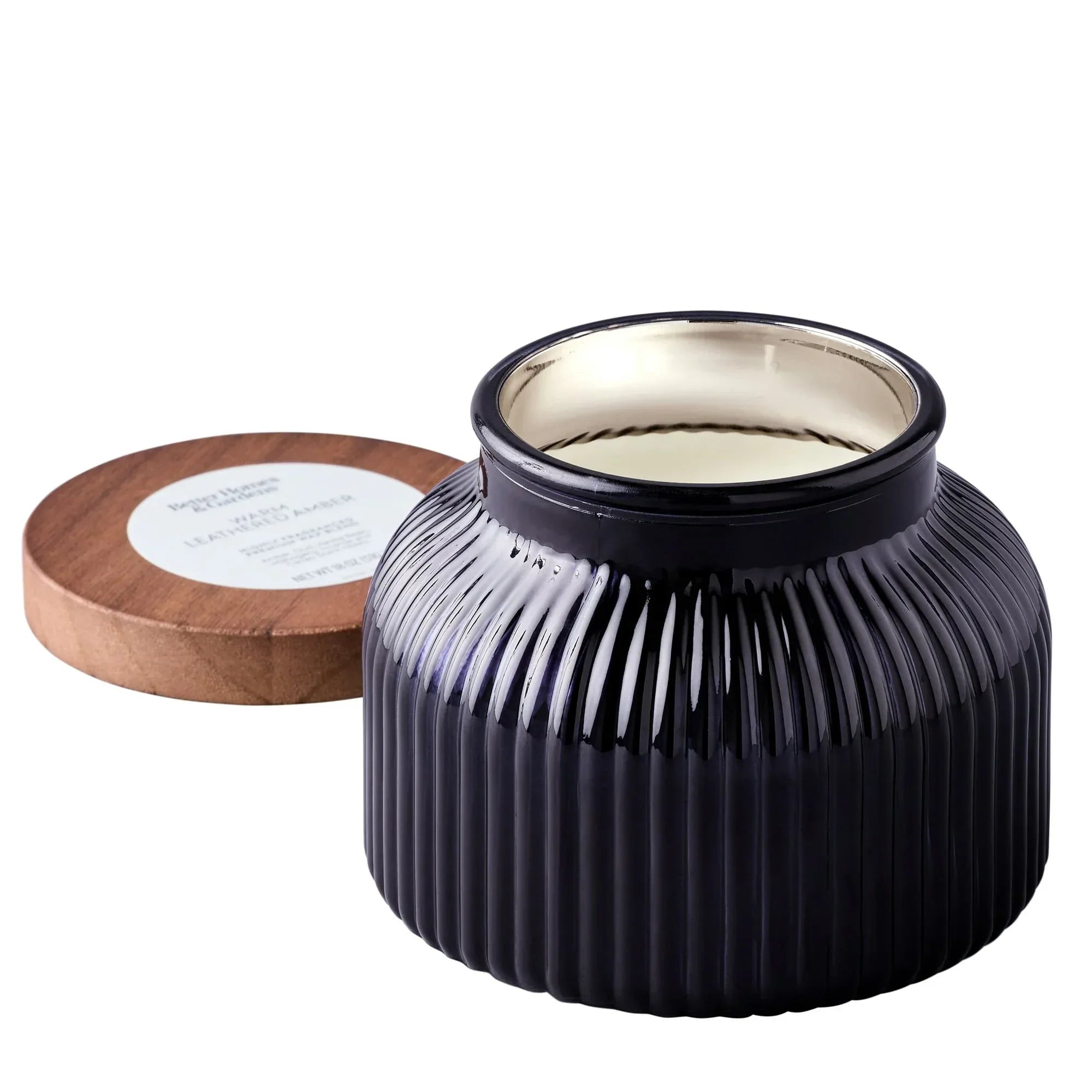 Better Homes & Gardens Scented Cotton 2-Wicks Ribbed Mecury Glass Jar Candle with Wooden Lid 18oz